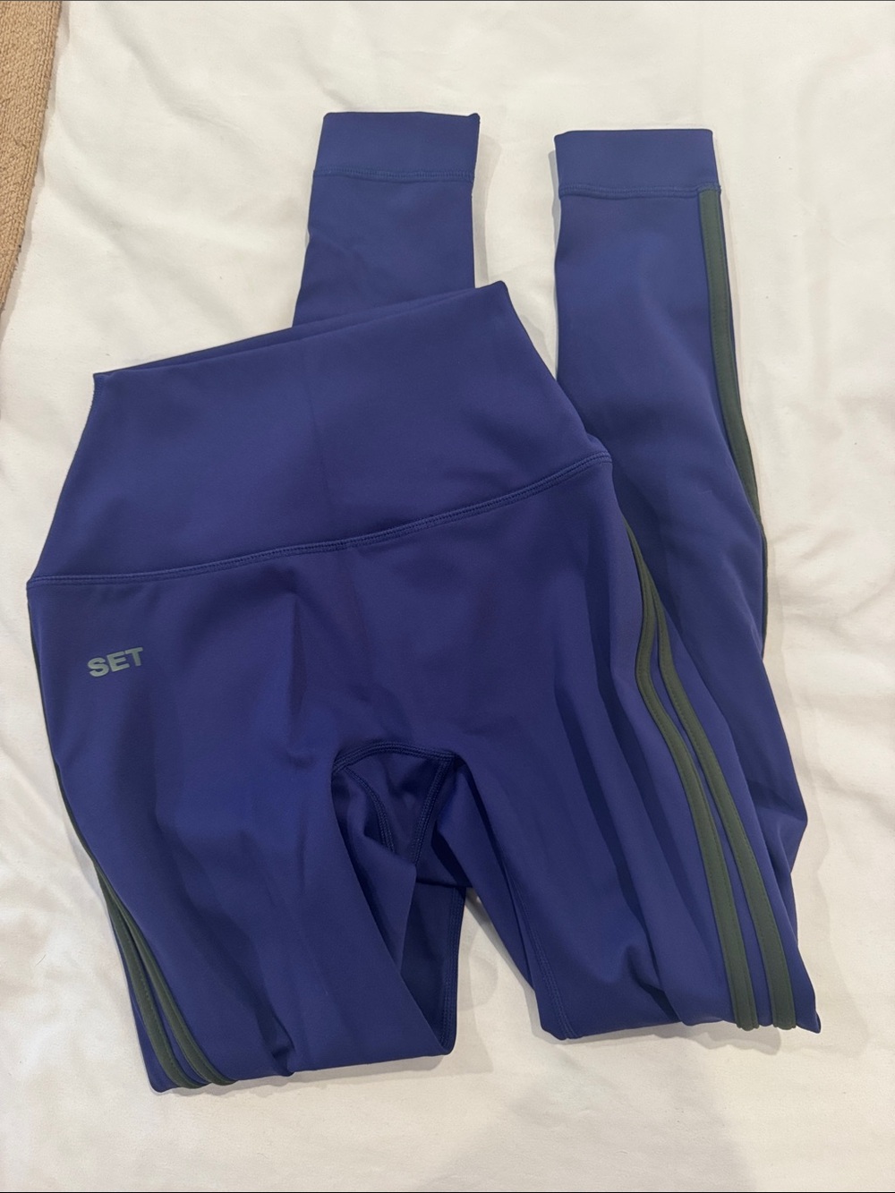 SET Active Purple Leggings with Olive Stripe